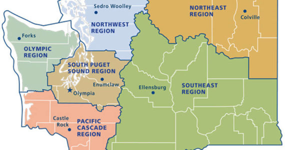 Map of Department of Natural Resources Regions.