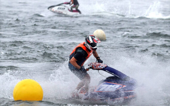 Chris Wolley, one of the irganizers of the Lake Osoyoos Cup races, rounds a bouy in apast race. <em>GT file photo</em>