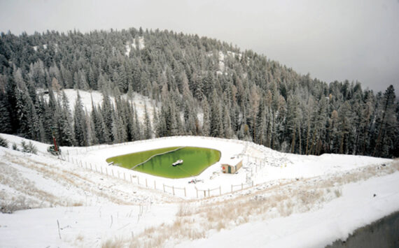 Groundwater and snowmelt in settling pond where water was collected prior to treatment at the Buckhorn Mine near Chesaw. Photo taken during a tour of the mine before it was closed and went into the reclamation phase.
Gary DeVon/staff photos