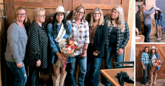 Members of the Tonasket Comancheros Rodeo Club gathered at the Iron Grill last Saturday night to crown Miss Rodeo Tonasket, Izzabel Cruz. Cruz poses with her mother, lower right, Kaila Ortega. <em>Gary DeVon/staff photos </em>