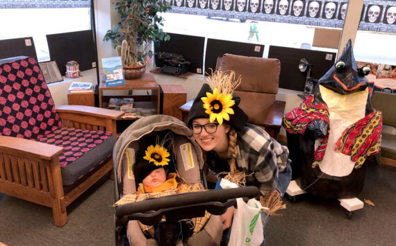 Sydney, and a very young Kendall, Newman stopped by the Gazette-Tribune office during Oroville’s Downtown Trick or Treat in 2021. In addition to the businesses inviting people to trick or treat downtown again this year, there are two trunk or treats in Oroville and two in Tonasket and more. <em>Gary DeVon/GT file photo </em>