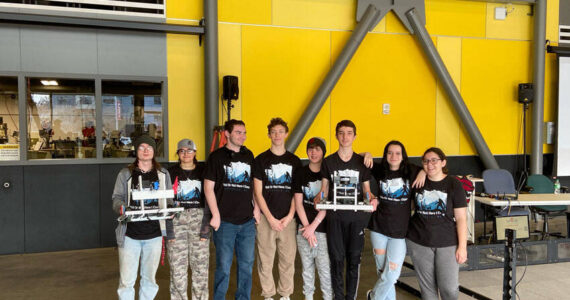 Oroville Robotics competitors, l-r, Elias DeFord, Laicey Gimello, Mathias Hamilton, Joseph Cox, Travis Darley, Jaxon Darley, Izzy Cline, and Erin Gimello, Not pictured, Johnny Hamilton. Submitted photo