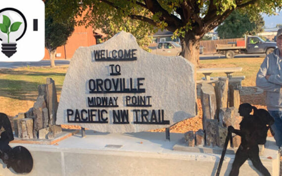 Jeff Bunnell at Triangle Park after the new PNT Midway Point sign was erected. The park will be rededicated as Jeff Bunnell Park in his honor this Saturday, Dec. 21 at 4 p.m. in Oroville. TOI photo