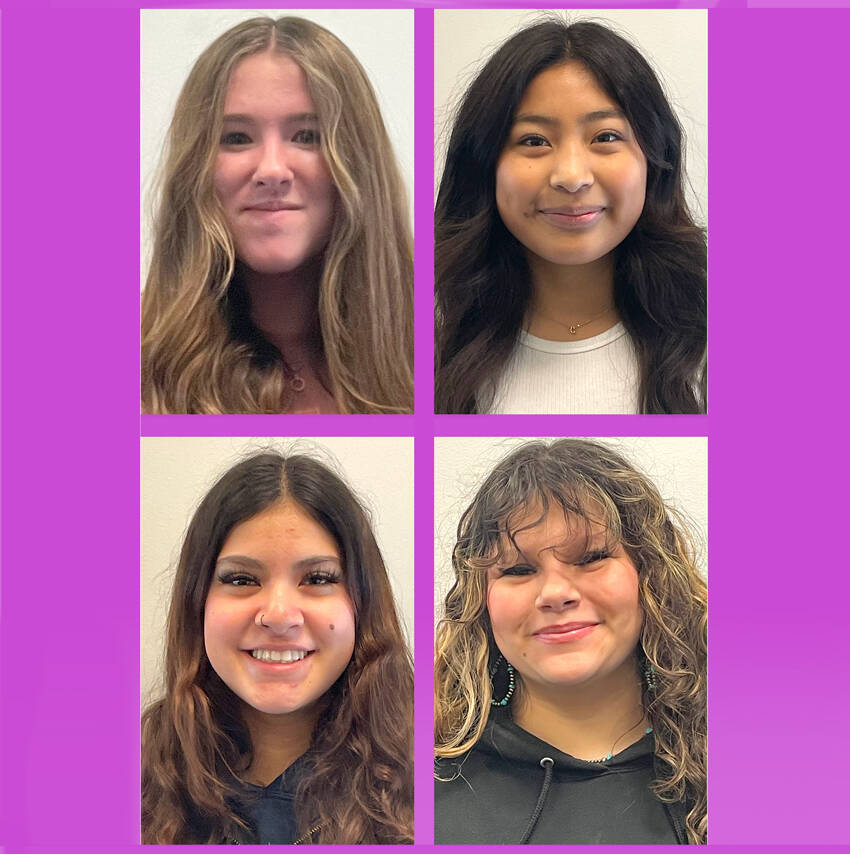 Seeking the crown of Oroville May Festival Queen are: (clockwise from top left) Gwyndolyn Thompson, Crystal Nemecio, Anna Quezada and Ariona Nelson. Selection Night is at the OHS Commons on Sunday, Jan. 26 at 3 p.m. Submitted photos