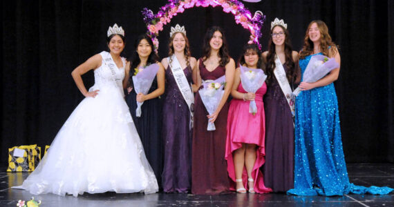 Past and future May Festival Royalty at last Sunday’s Selection Night, l-r, Anna Hernandez, 2024 May Festival Queen, newly selected May Festival Queen Crystal Nemecio, 2024 Princess Sierra Buckmiller, 2025 Princess Ariona Nelson, 2025 Princess Annalisa Quezada, 2024 Princess Jayden Glover and 2025 Princess Gwyndolyn Thompson. Gary De Von/staff photo