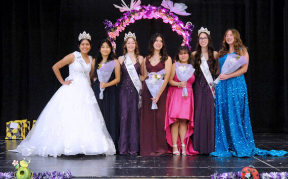 Past and future May Festival Royalty at last Sunday’s Selection Night, l-r, Anna Hernandez, 2024 May Festival Queen, newly selected May Festival Queen Crystal Nemecio, 2024 Princess Sierra Buckmiller, 2025 Princess Ariona Nelson, 2025 Princess Annalisa Quezada, 2024 Princess Jayden Glover and 2025 Princess Gwyndolyn Thompson. Gary De Von/staff photo