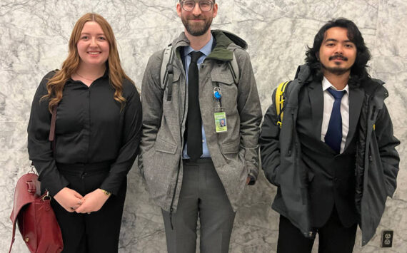 Interns from the Washington State Newspaper Publishers Association (WNPA) will be filing articles from the Washington State Legislature. for the Washington State Journal. They are: Mary Feusner, Taylor Richmond and Juan Jocom. WNPA photo