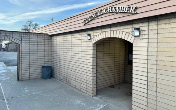 The entrance to the Oroville City Council Chambers is located on the south side of city hall, 1308 Ironwood Street.