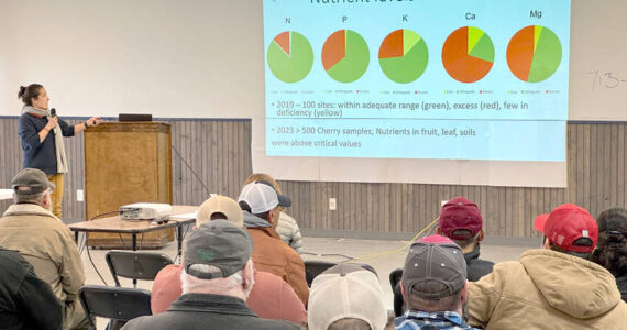 Bernardita Sallato, with WSU Extension, spoke on apple and cherry fertility and “Getting the most bang for your buck.” Gary De Von/staff photos